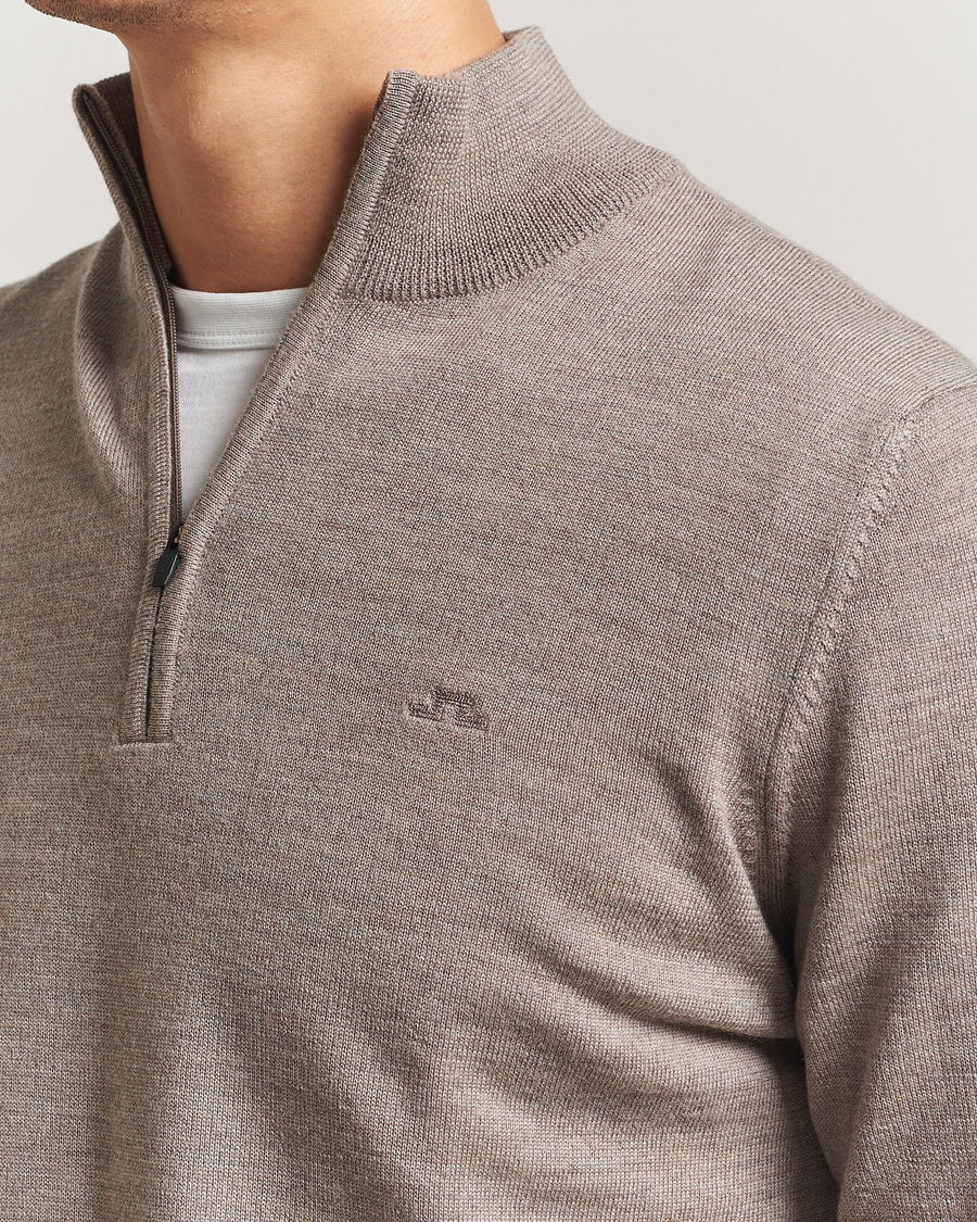 Herre | Gensere | J.Lindeberg | Kiyan Merino Half Zip Brindle Melange