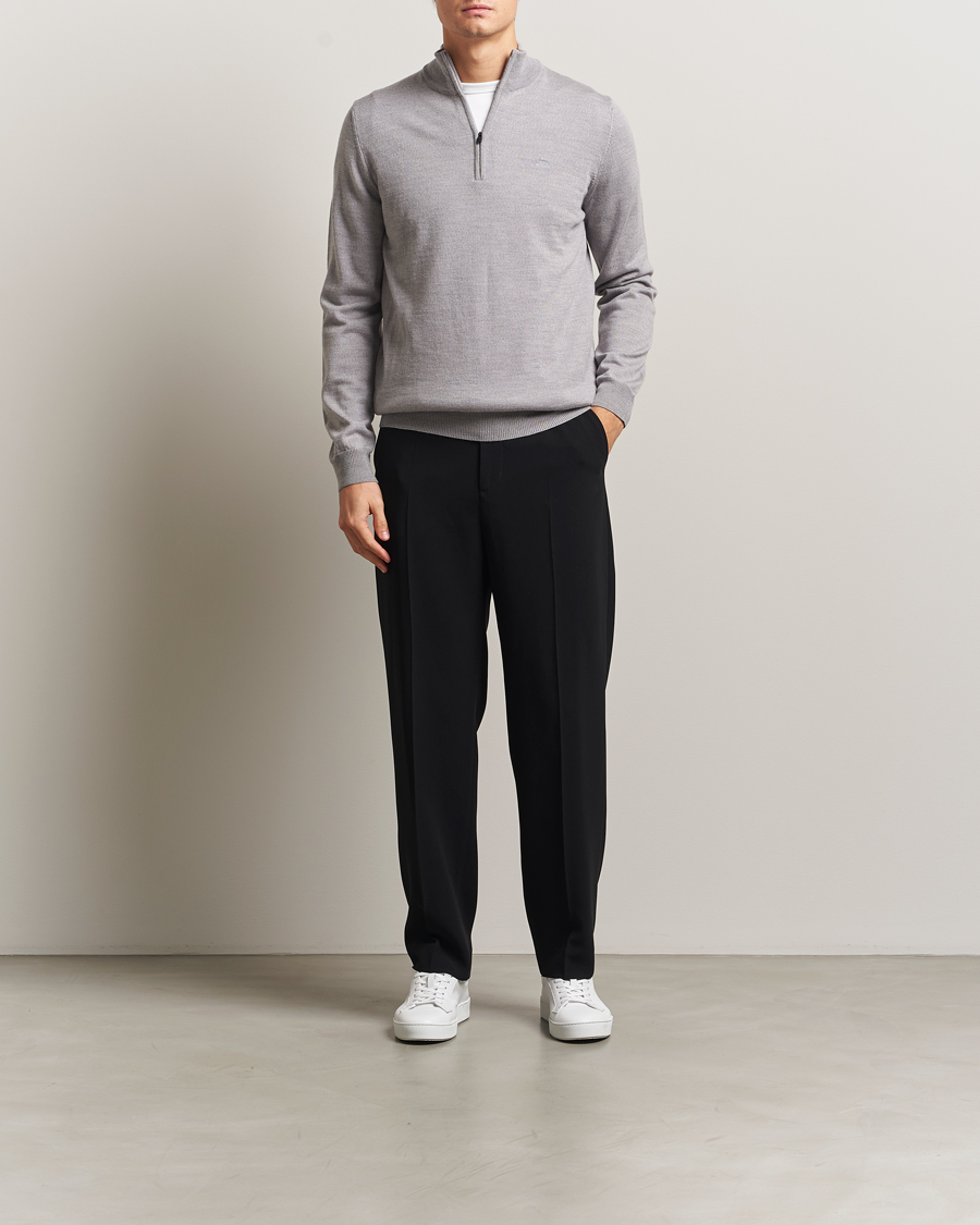 Herre | Gensere | J.Lindeberg | Kiyan Merino Half Zip Medium Grey Melange