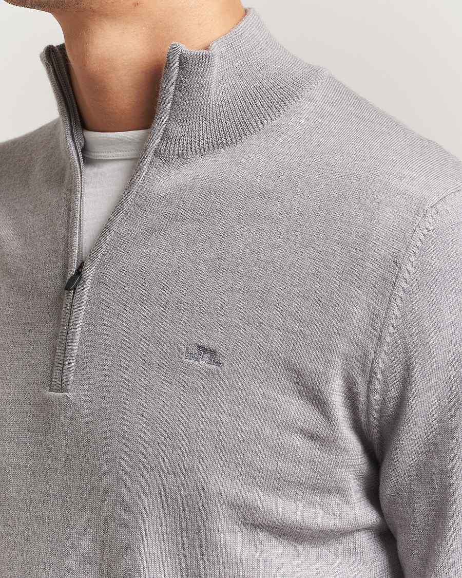 Herre | Gensere | J.Lindeberg | Kiyan Merino Half Zip Medium Grey Melange