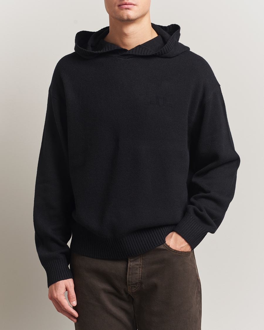 Herre | Gensere | J.Lindeberg | Edward Wool Knitted Hoodie Black