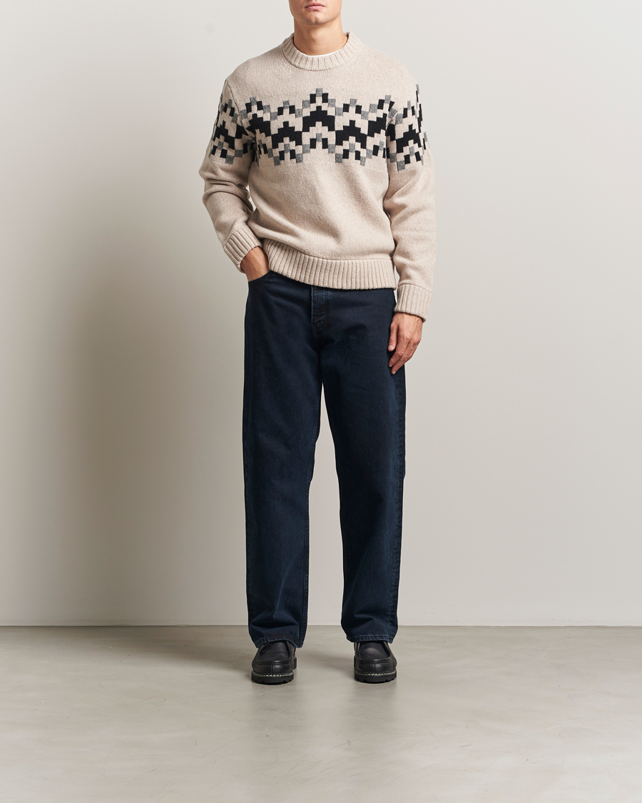 Herre | Gensere | J.Lindeberg | Faris Wool Knitted Fairisle Sweater Moonbeam