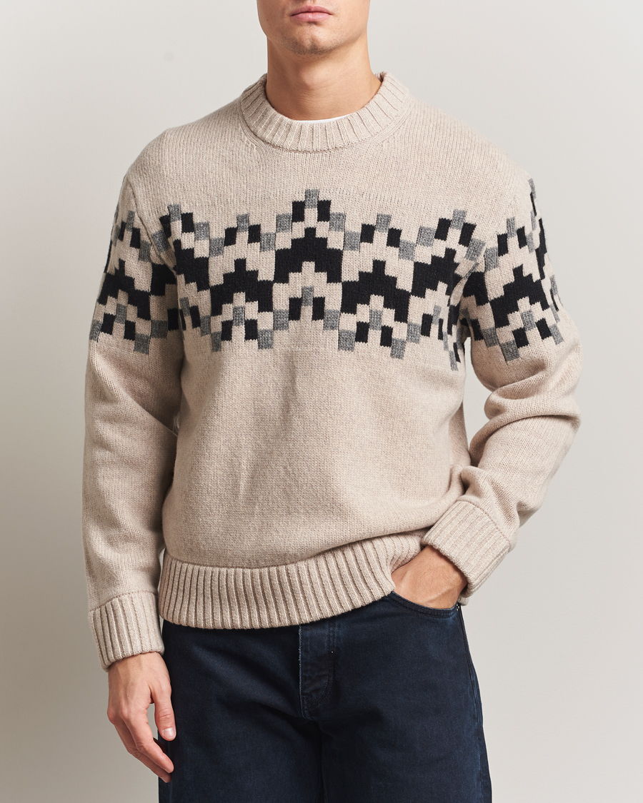 Herre | Gensere | J.Lindeberg | Faris Wool Knitted Fairisle Sweater Moonbeam
