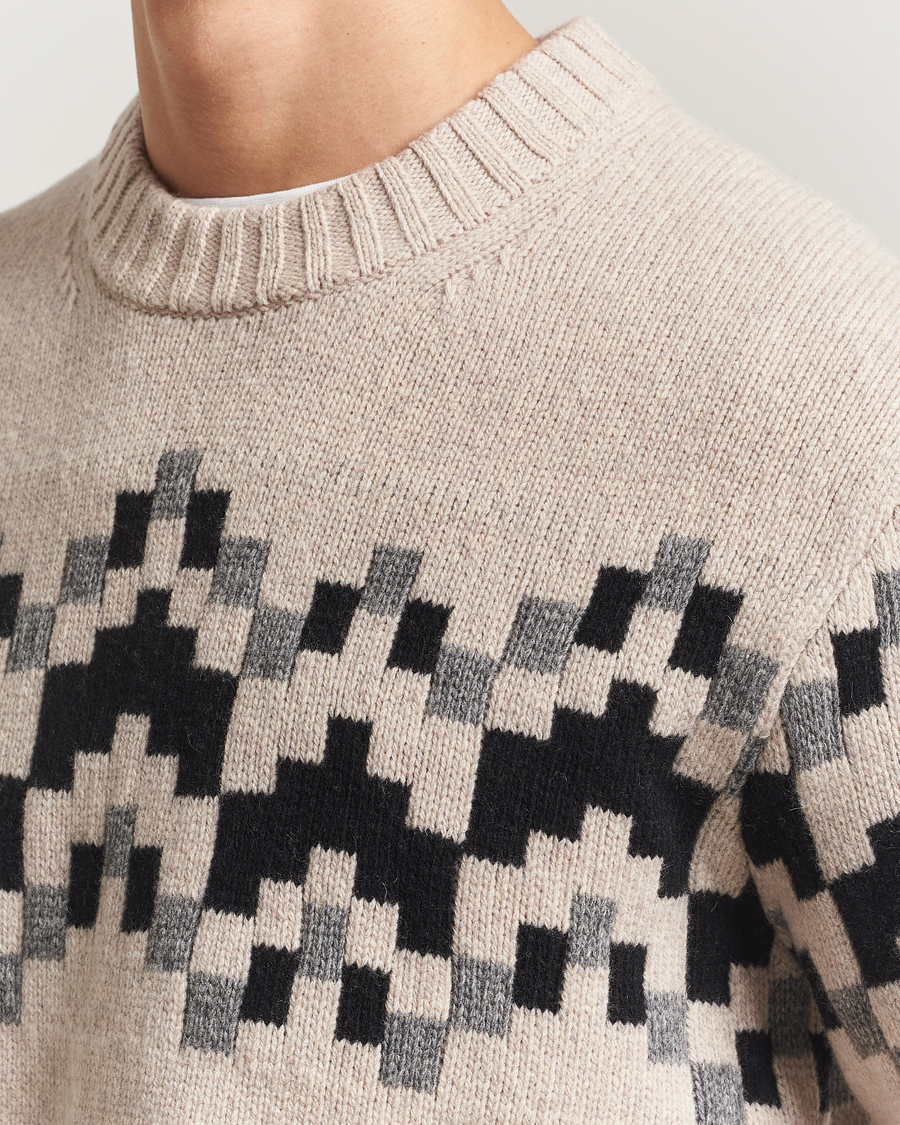 Herre | Gensere | J.Lindeberg | Faris Wool Knitted Fairisle Sweater Moonbeam