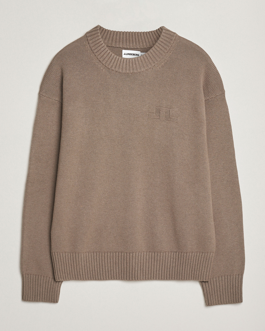 Herre | Gensere | J.Lindeberg | Eddy Wool/Cotton Knitted Sweater Brindle