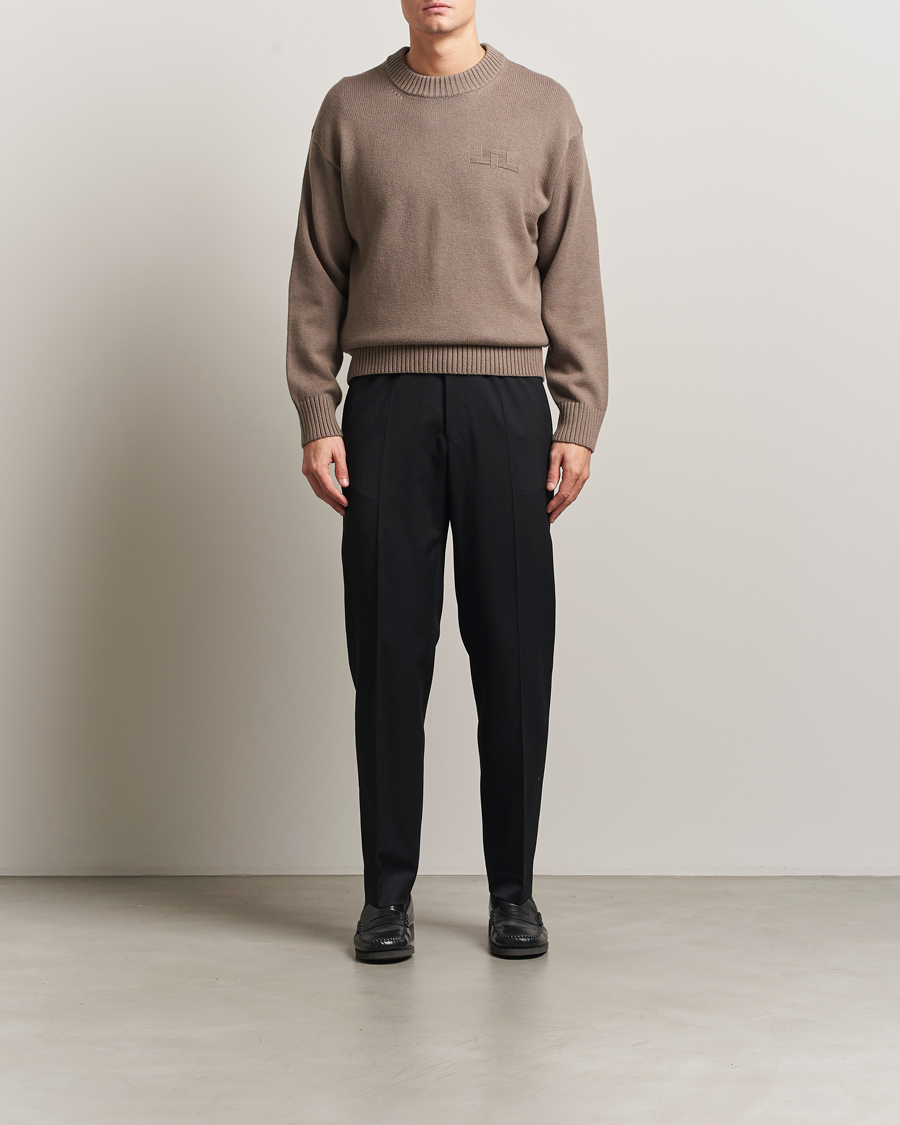 Herre | Gensere | J.Lindeberg | Eddy Wool/Cotton Knitted Sweater Brindle