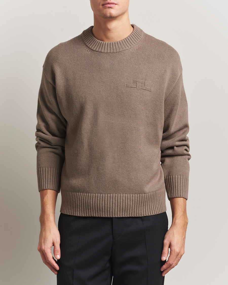 Herre | Gensere | J.Lindeberg | Eddy Wool/Cotton Knitted Sweater Brindle
