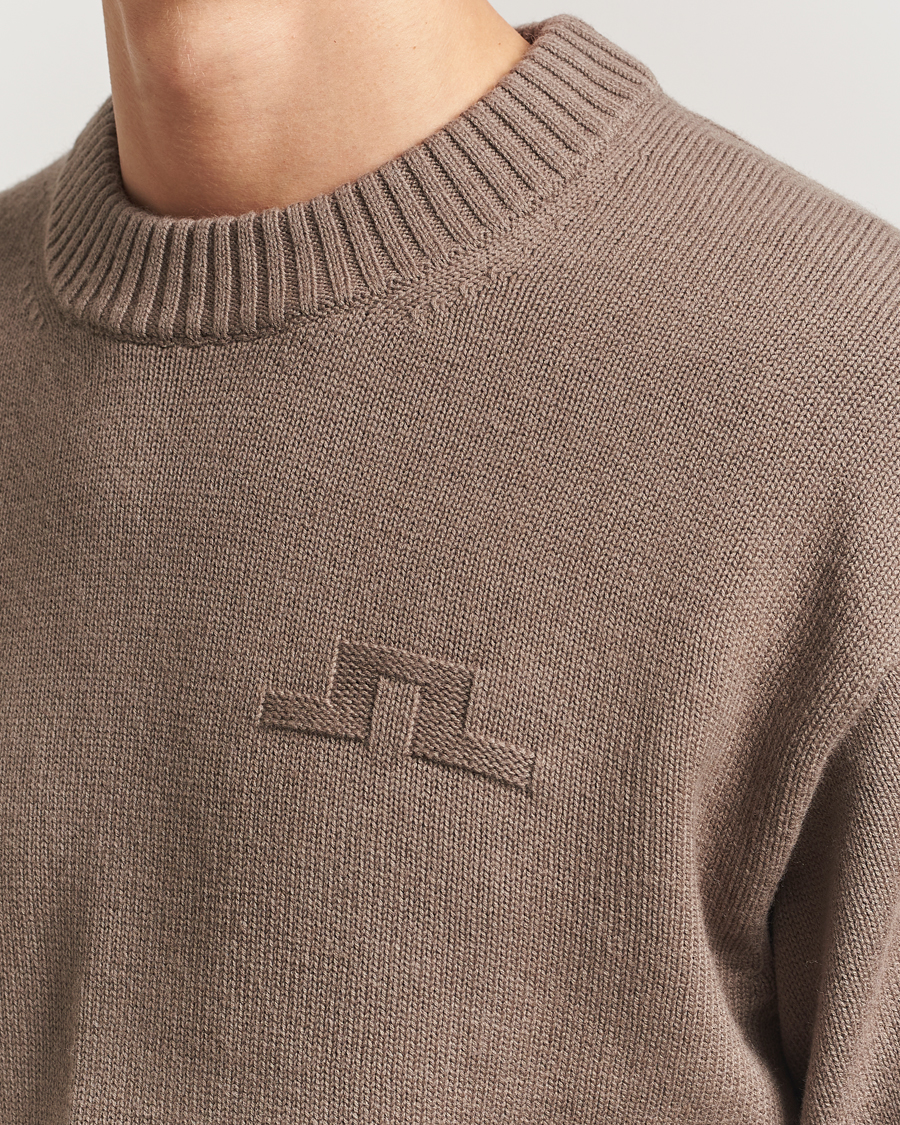 Herre | Gensere | J.Lindeberg | Eddy Wool/Cotton Knitted Sweater Brindle