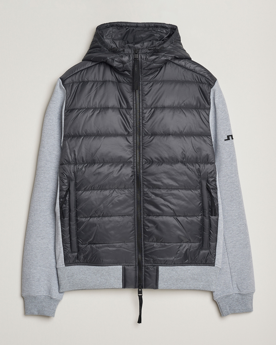 Herre | Jakker | J.Lindeberg | Seth Hybrid Hooded Full Zip Medium Grey Melange