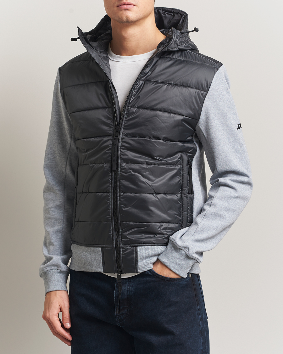 Herre | Jakker | J.Lindeberg | Seth Hybrid Hooded Full Zip Medium Grey Melange