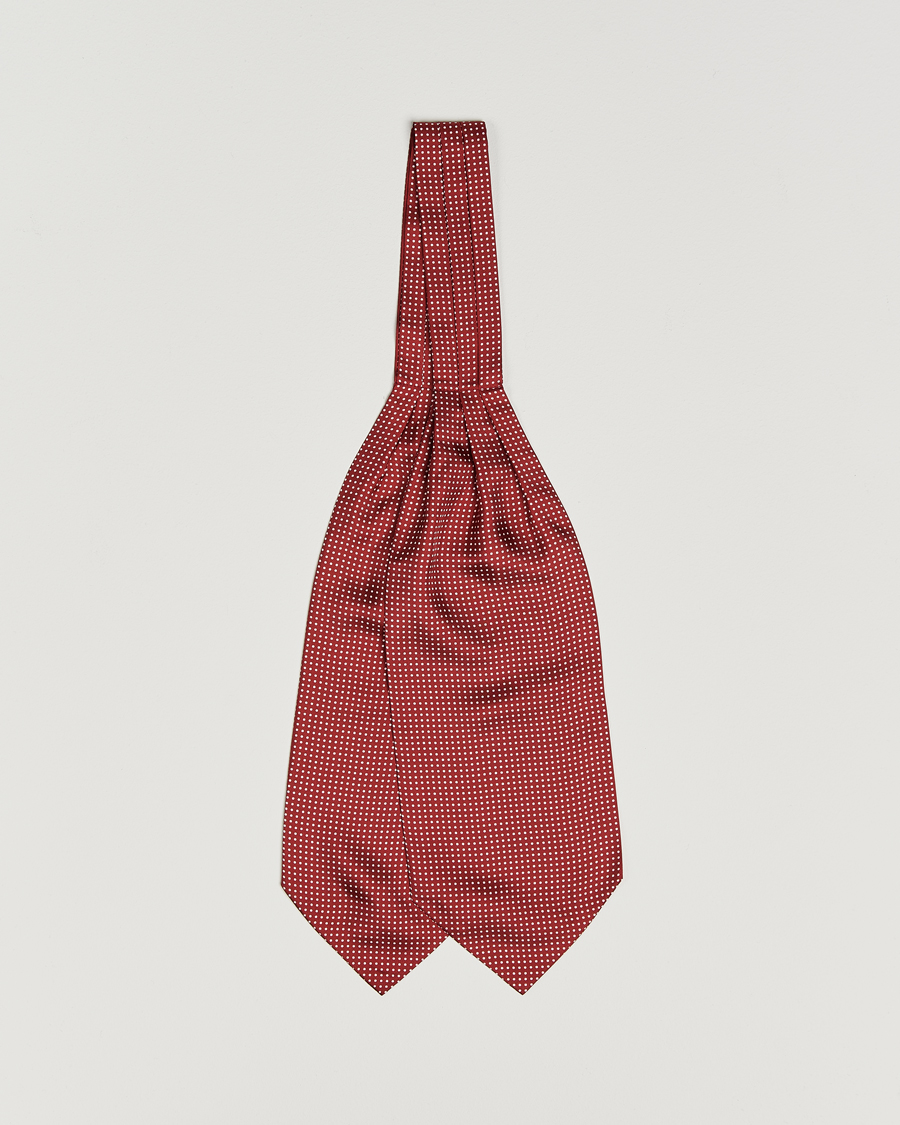 Herre | Scarves | Amanda Christensen | Silk Twill Micro Dot Ascot Wine Red