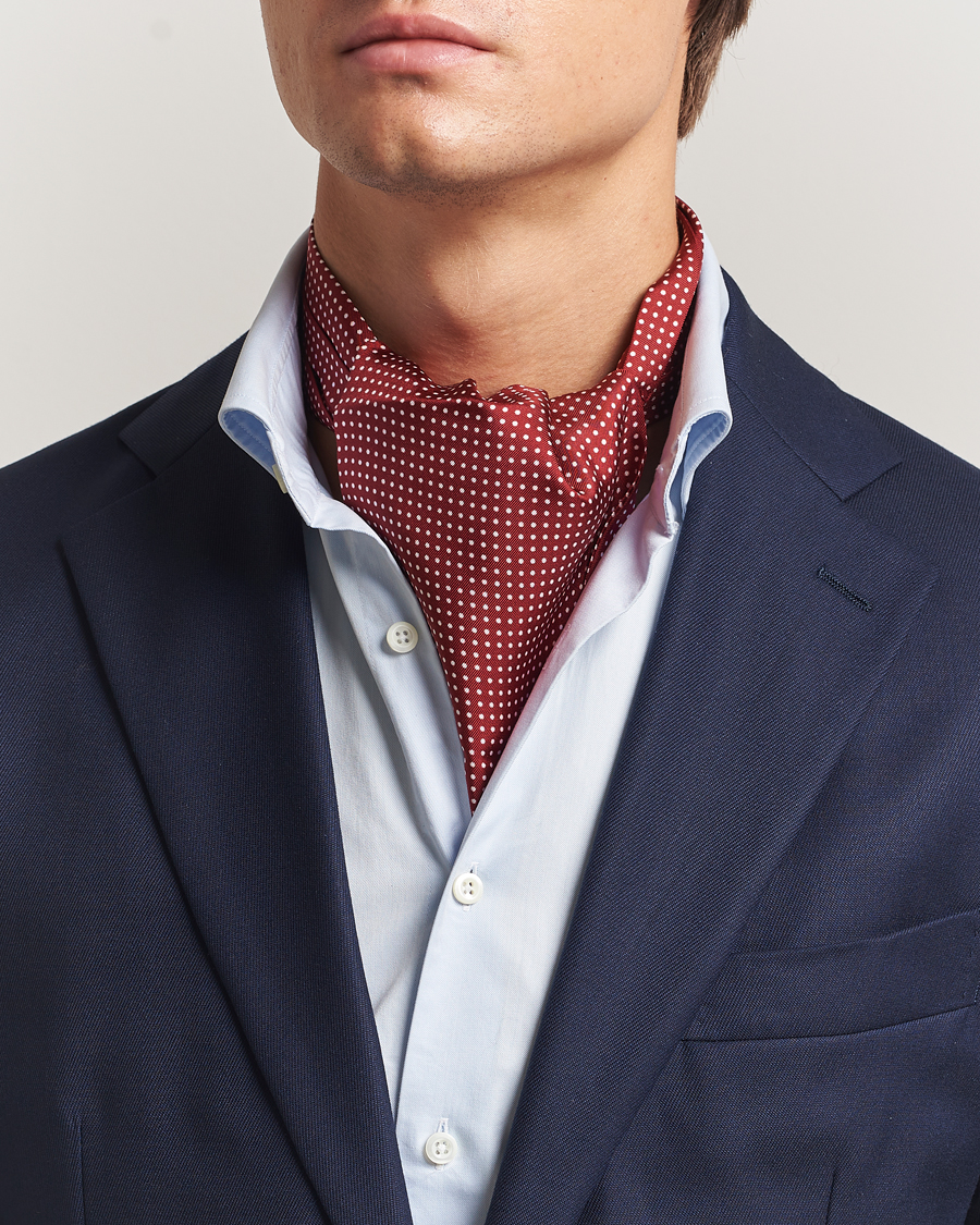 Herre | Scarves | Amanda Christensen | Silk Twill Micro Dot Ascot Wine Red