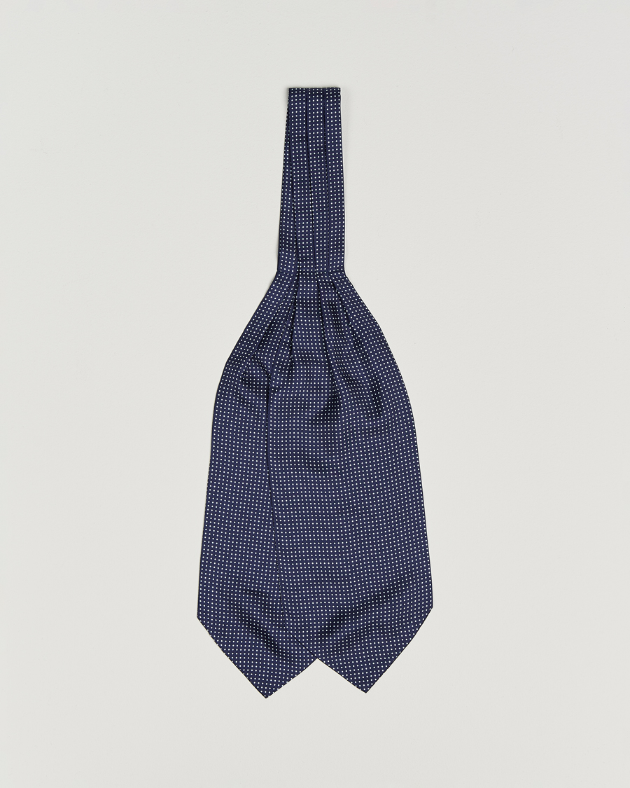Herre | Scarves | Amanda Christensen | Silk Twill Micro Dot Ascot Navy