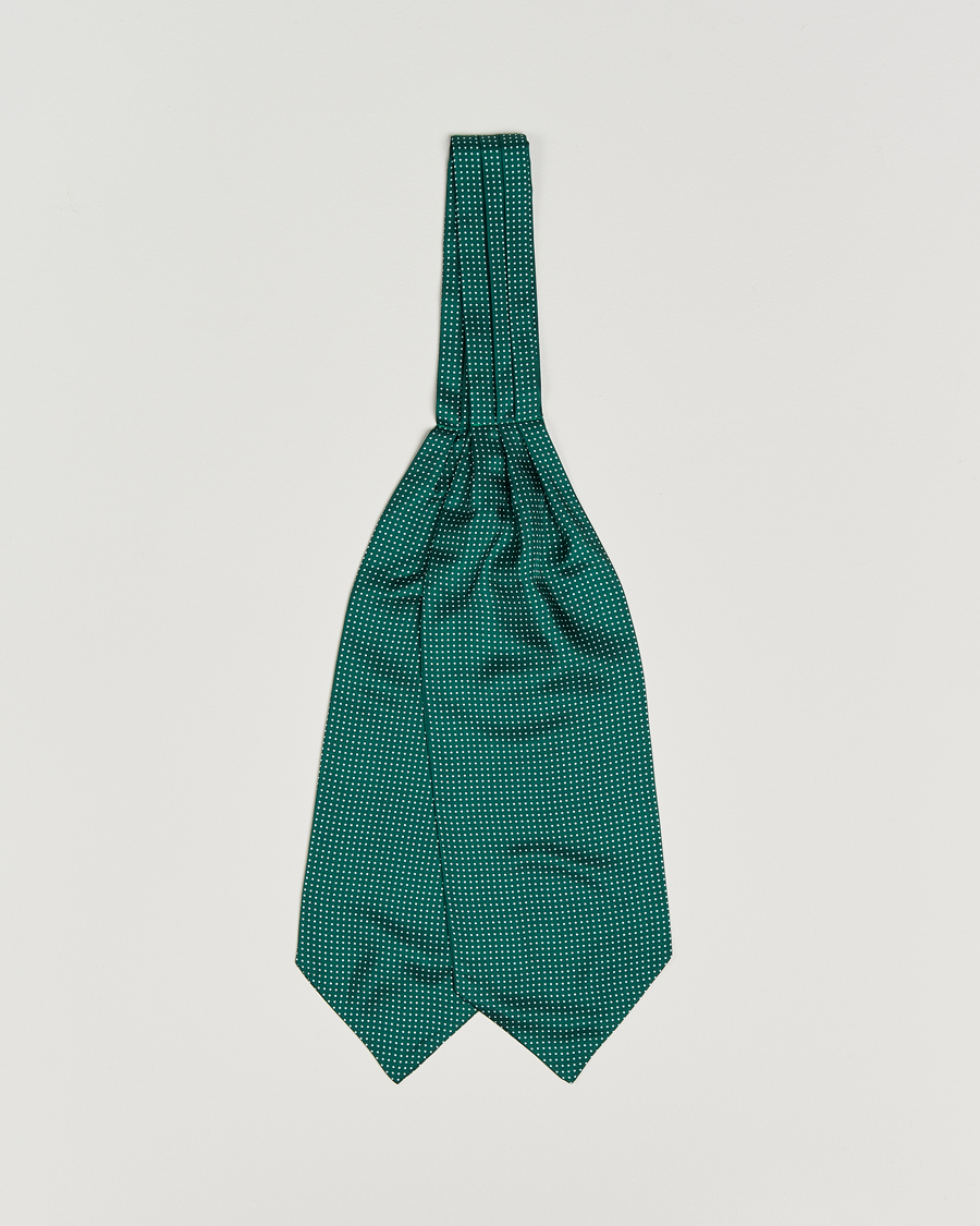 Herre | Scarves | Amanda Christensen | Silk Twill Micro Dot Ascot Bottle Green