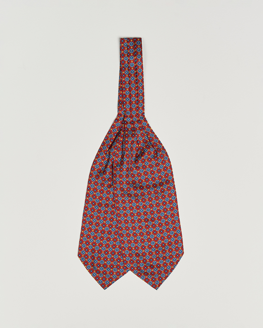 Herre | Scarves | Amanda Christensen | Silk Twill Medallion Ascot Wine Red