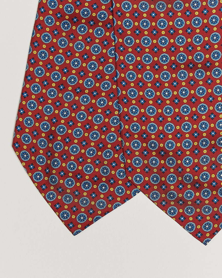 Herre | Scarves | Amanda Christensen | Silk Twill Medallion Ascot Wine Red