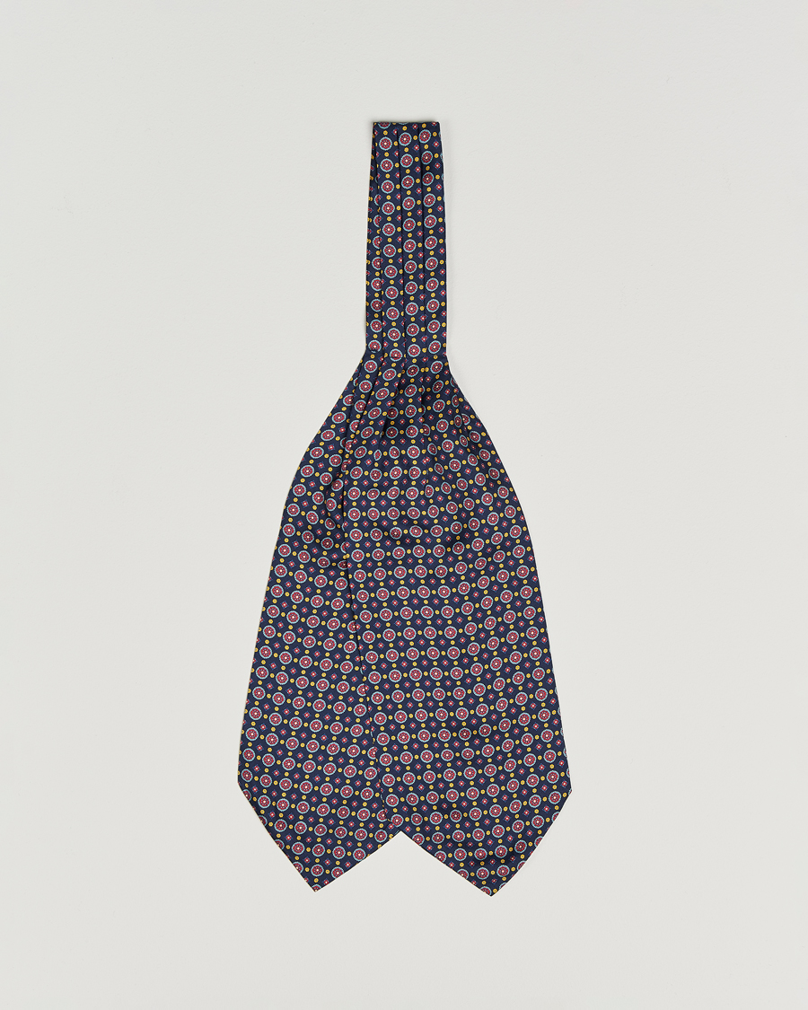 Herre | Scarves | Amanda Christensen | Silk Twill Medallion Ascot Navy