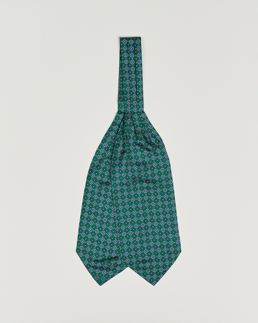 Herre | Scarves | Amanda Christensen | Silk Twill Medallion Ascot Bottle Green