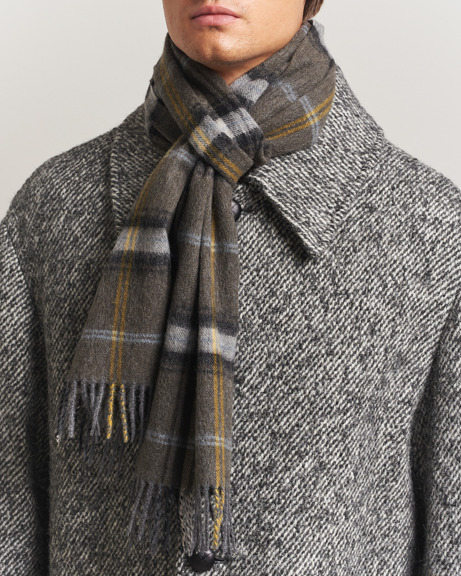 Herre | Amanda Christensen Wool Checked Scarf Olive | Amanda Christensen | Wool Checked Scarf Olive
