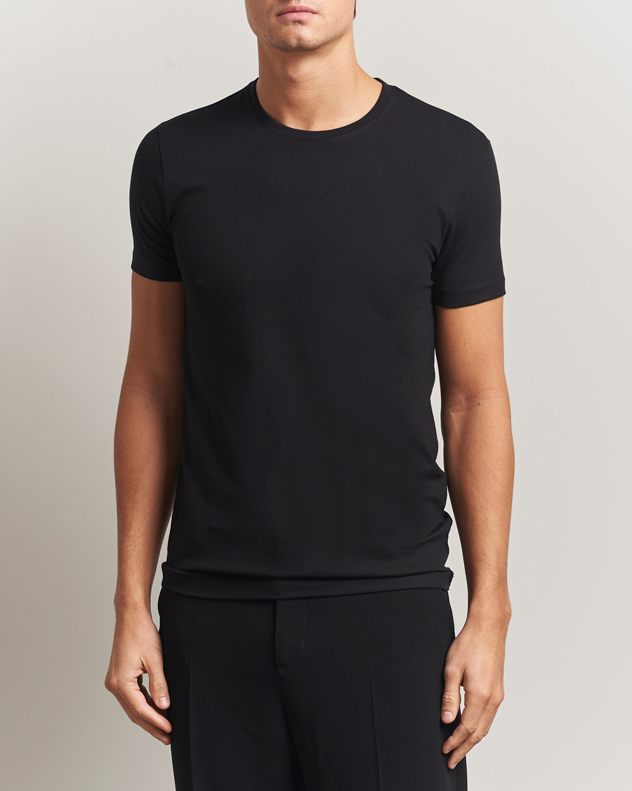 Herre | T-Shirts | Falke | 2-Pack Cotton Crew Neck T-Shirt Black