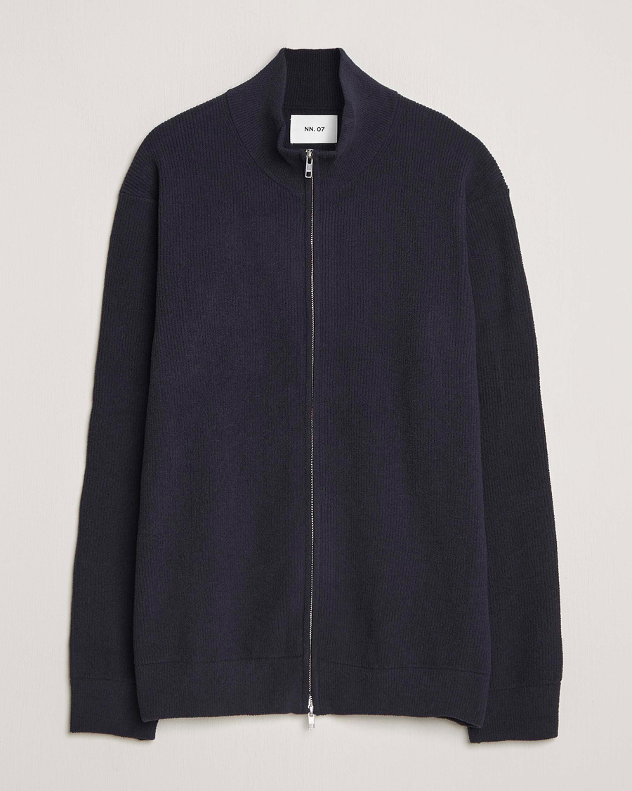Herre | Gensere | NN07 | Danny Rib Knitted Full Zip Navy Blue