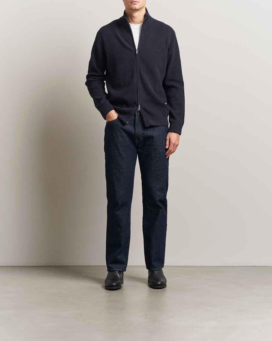 Herre | Gensere | NN07 | Danny Rib Knitted Full Zip Navy Blue
