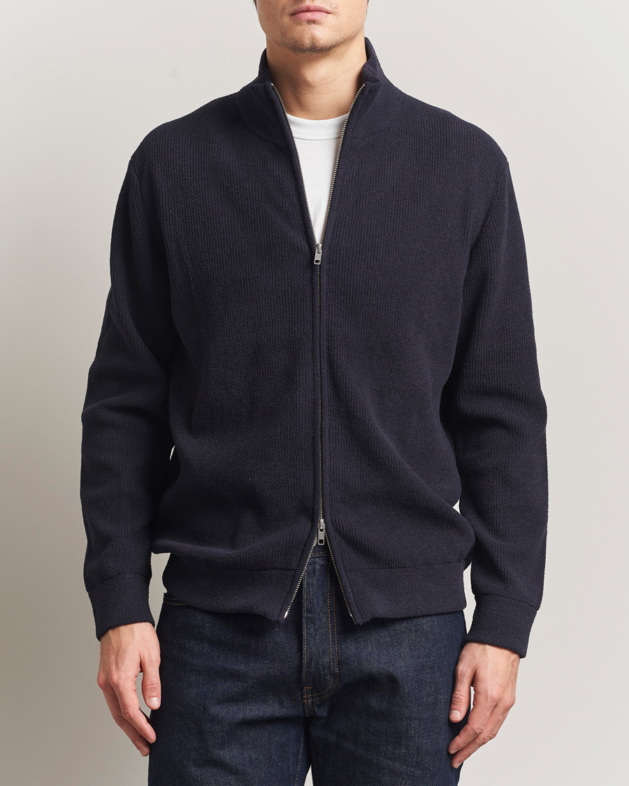 Herre | Gensere | NN07 | Danny Rib Knitted Full Zip Navy Blue