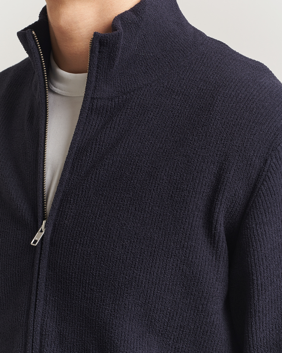 Herre | Gensere | NN07 | Danny Rib Knitted Full Zip Navy Blue