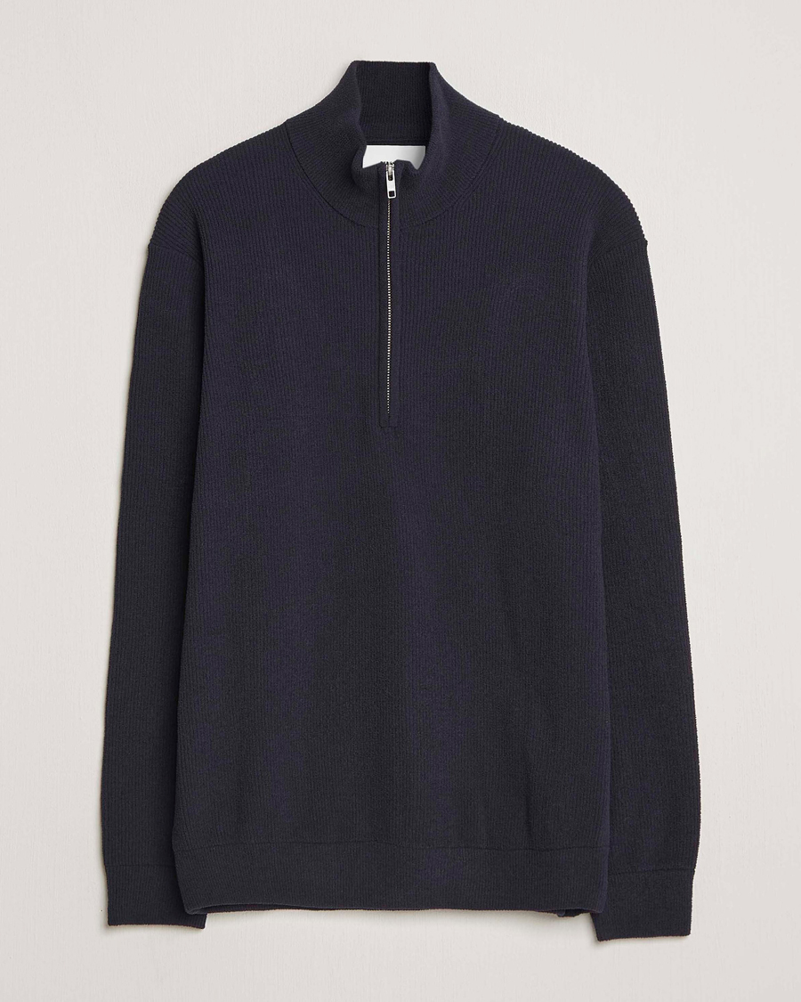 Herre | Gensere | NN07 | Danny Rib Knitted Half Zip Navy Blue