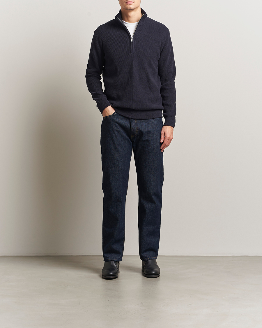Herre | Gensere | NN07 | Danny Rib Knitted Half Zip Navy Blue