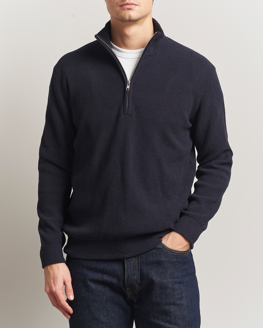 Herre | Gensere | NN07 | Danny Rib Knitted Half Zip Navy Blue