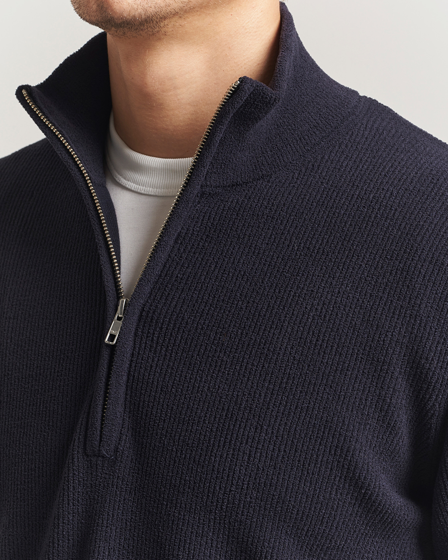 Herre | Gensere | NN07 | Danny Rib Knitted Half Zip Navy Blue