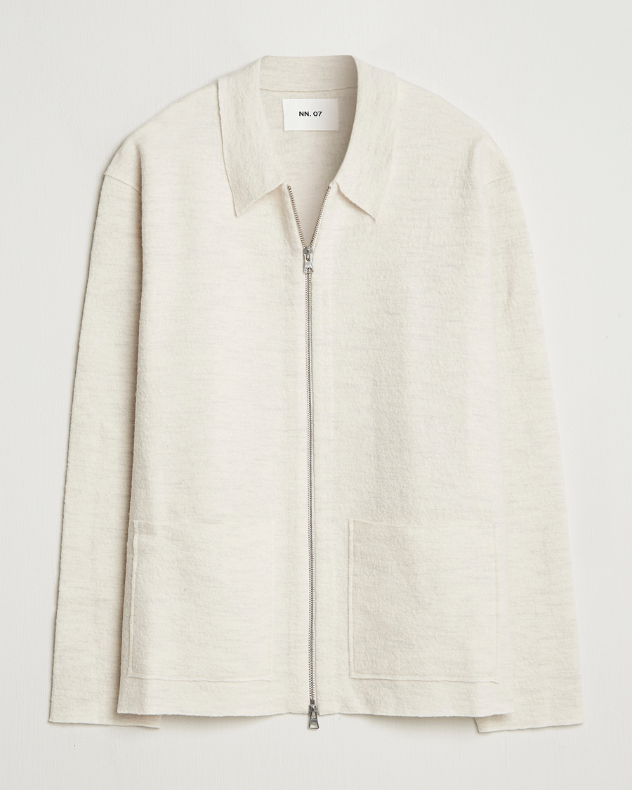 Herre | Gensere | NN07 | Jonas Boiled Wool Full Zip Ivory