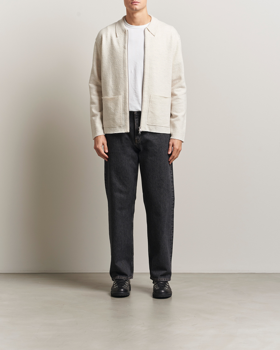 Herre | Gensere | NN07 | Jonas Boiled Wool Full Zip Ivory