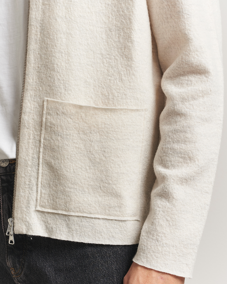 Herre | Gensere | NN07 | Jonas Boiled Wool Full Zip Ivory