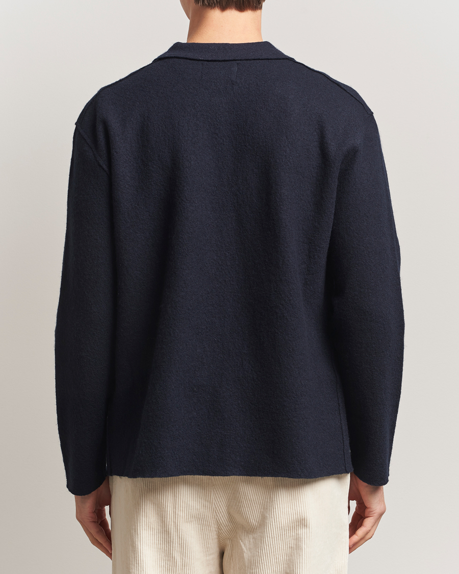 Herre | Gensere | NN07 | Jonas Boiled Wool Full Zip Navy Blue