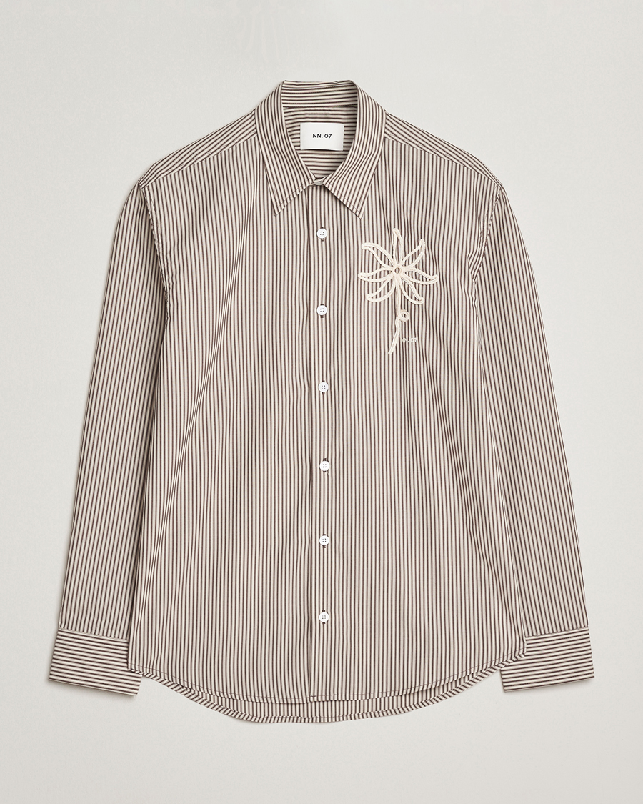Herre | Skjorter | NN07 | Quinsy Striped Embroidered Shirt Brown