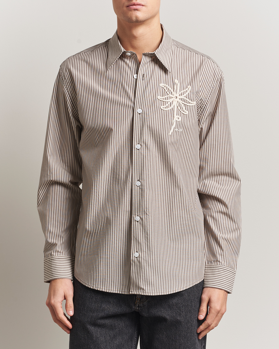 Herre | Skjorter | NN07 | Quinsy Striped Embroidered Shirt Brown