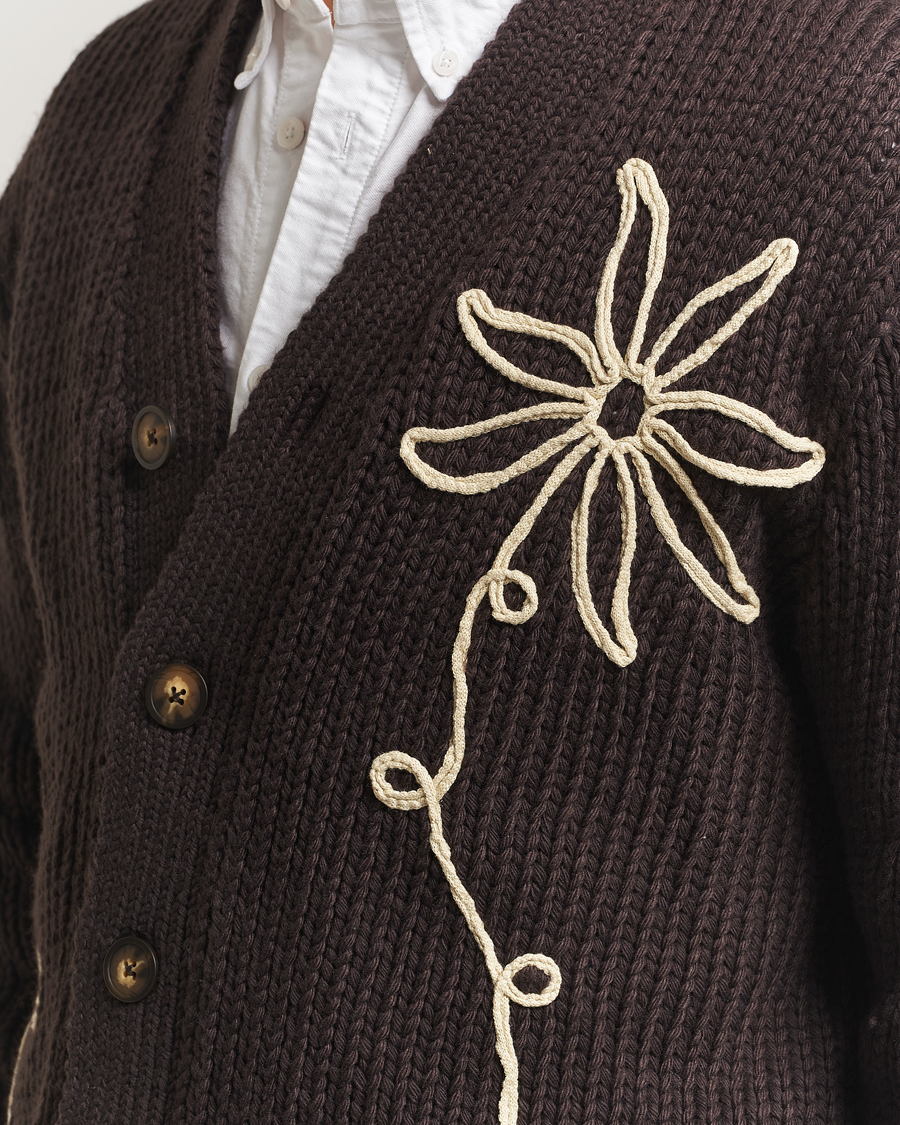 Herre | Gensere | NN07 | Mika Knitted Flower Cardigan Dusky Port
