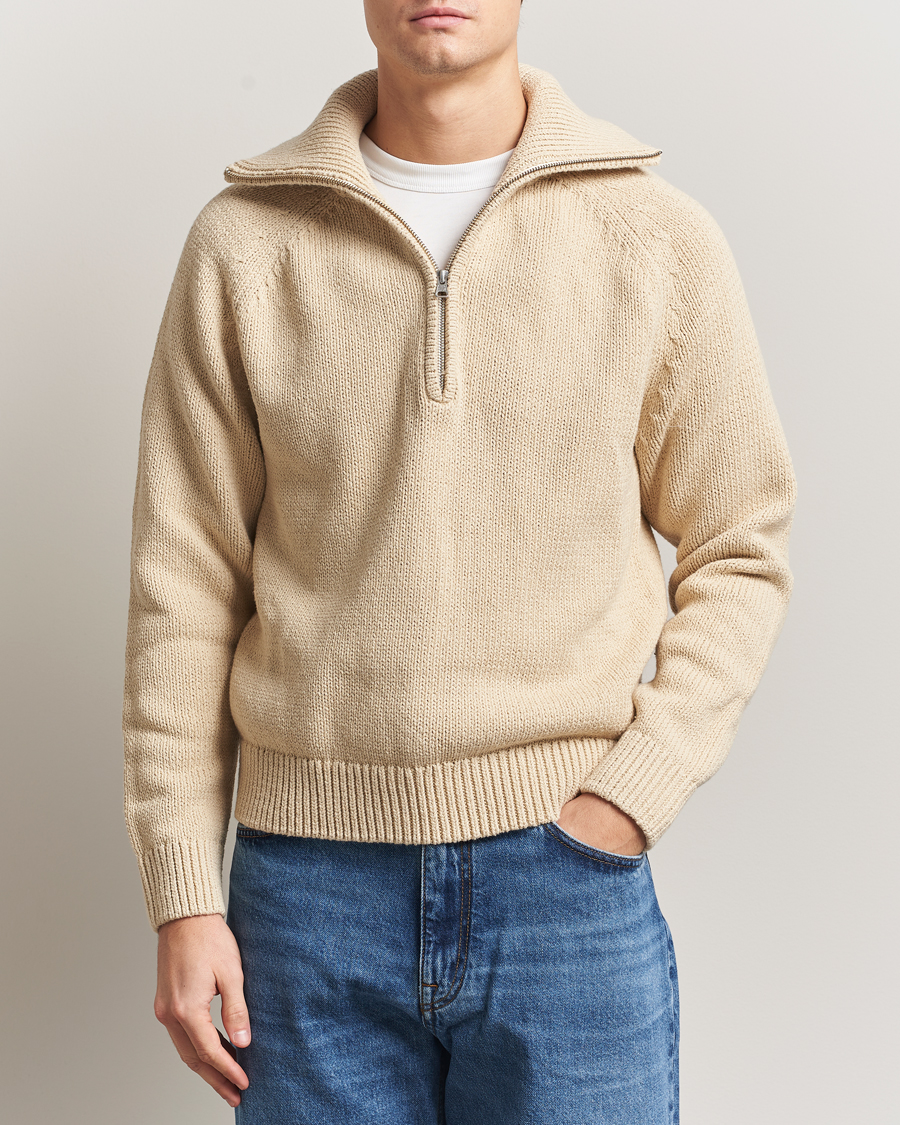 Herre | Gensere | NN07 | Tristan Heavy Knitted Half Zip Ecru