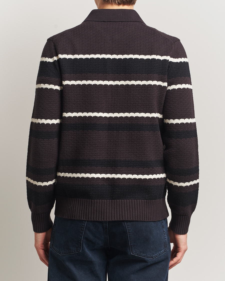 Herre | Gensere | NN07 | Alfie Striped Knitted Polo Dusky Port