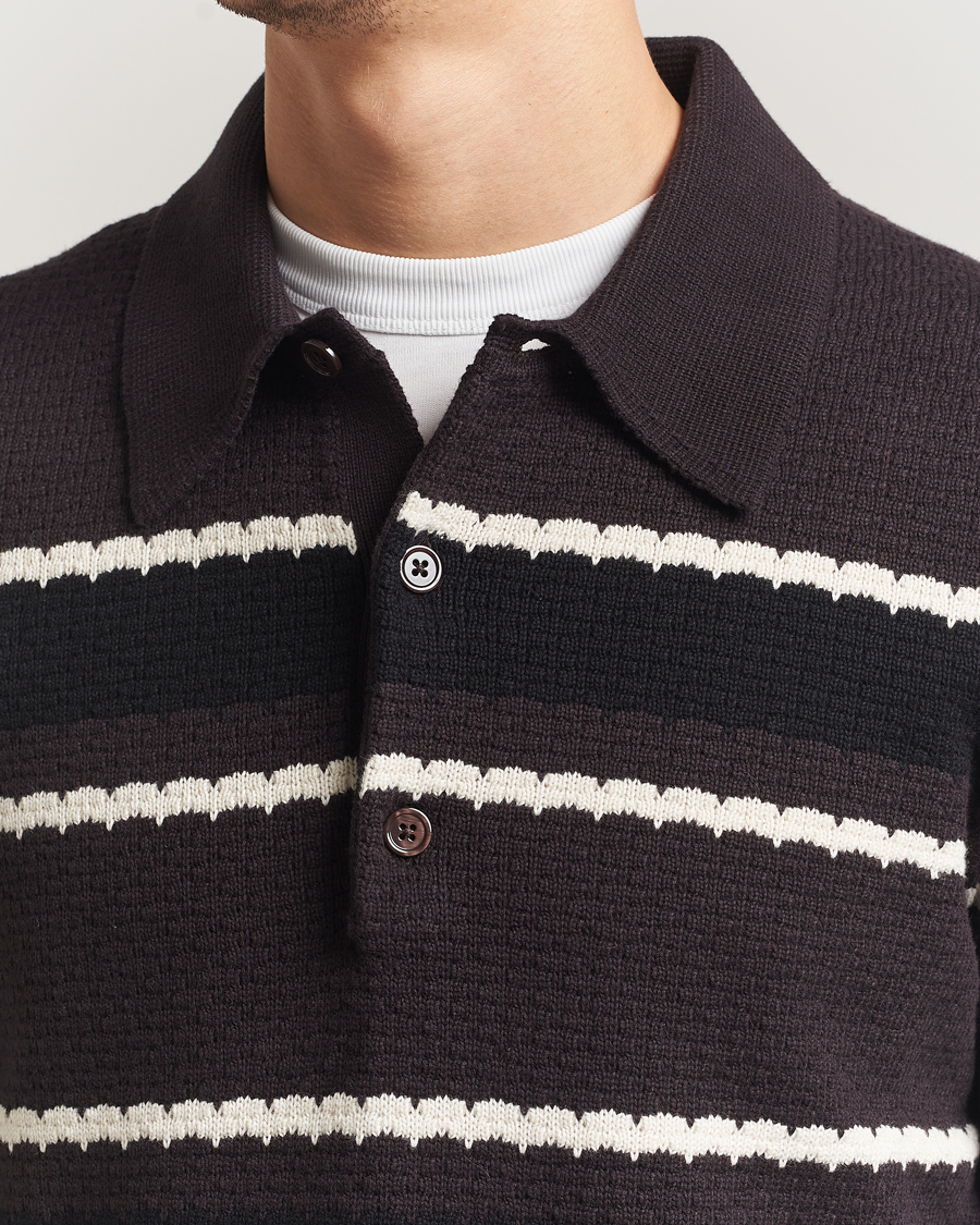 Herre | Gensere | NN07 | Alfie Striped Knitted Polo Dusky Port