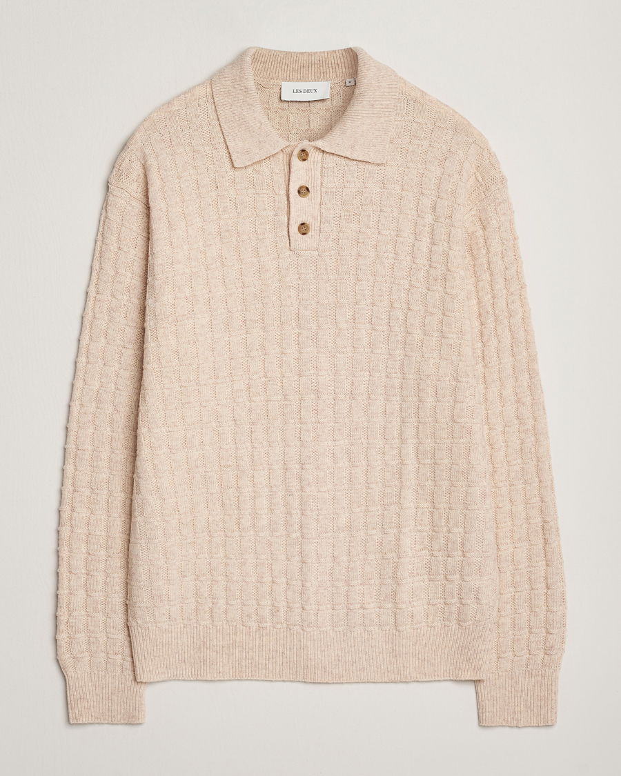 Herre | Gensere | LES DEUX | Gustav Structured Polo Knit Light Sand Melange