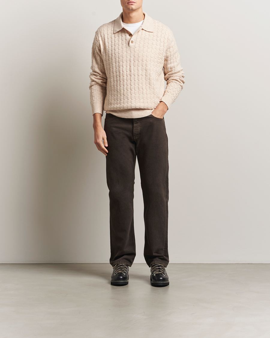 Herre | Gensere | LES DEUX | Gustav Structured Polo Knit Light Sand Melange
