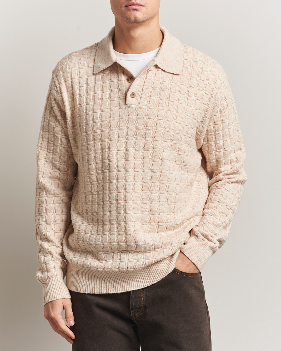 Herre | Gensere | LES DEUX | Gustav Structured Polo Knit Light Sand Melange
