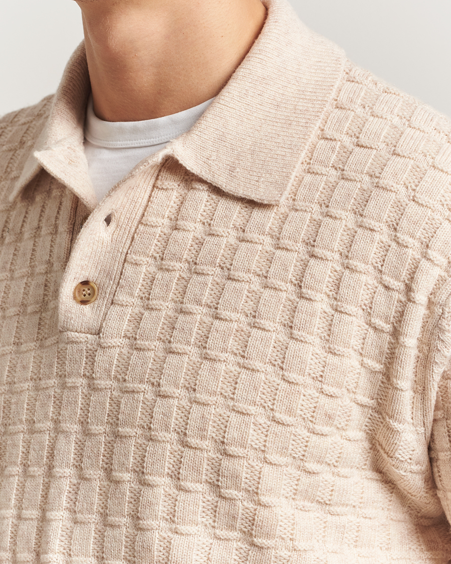 Herre | Gensere | LES DEUX | Gustav Structured Polo Knit Light Sand Melange