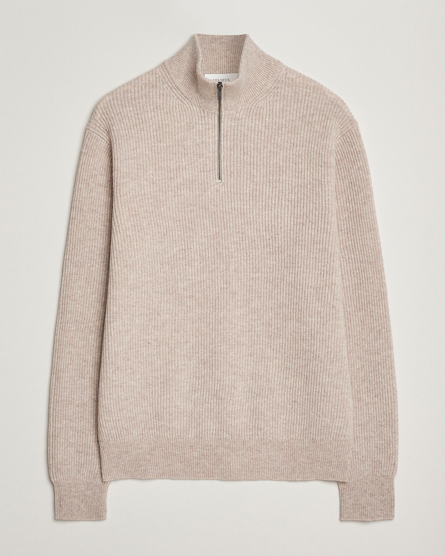 Herre | Gensere | LES DEUX | Eduard Half-Zip Knit Jumper Light Sand