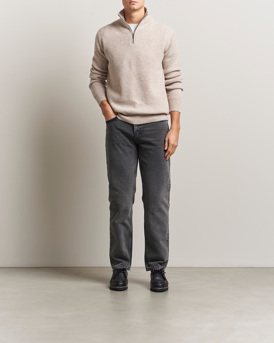 Herre | Gensere | LES DEUX | Eduard Half-Zip Knit Jumper Light Sand