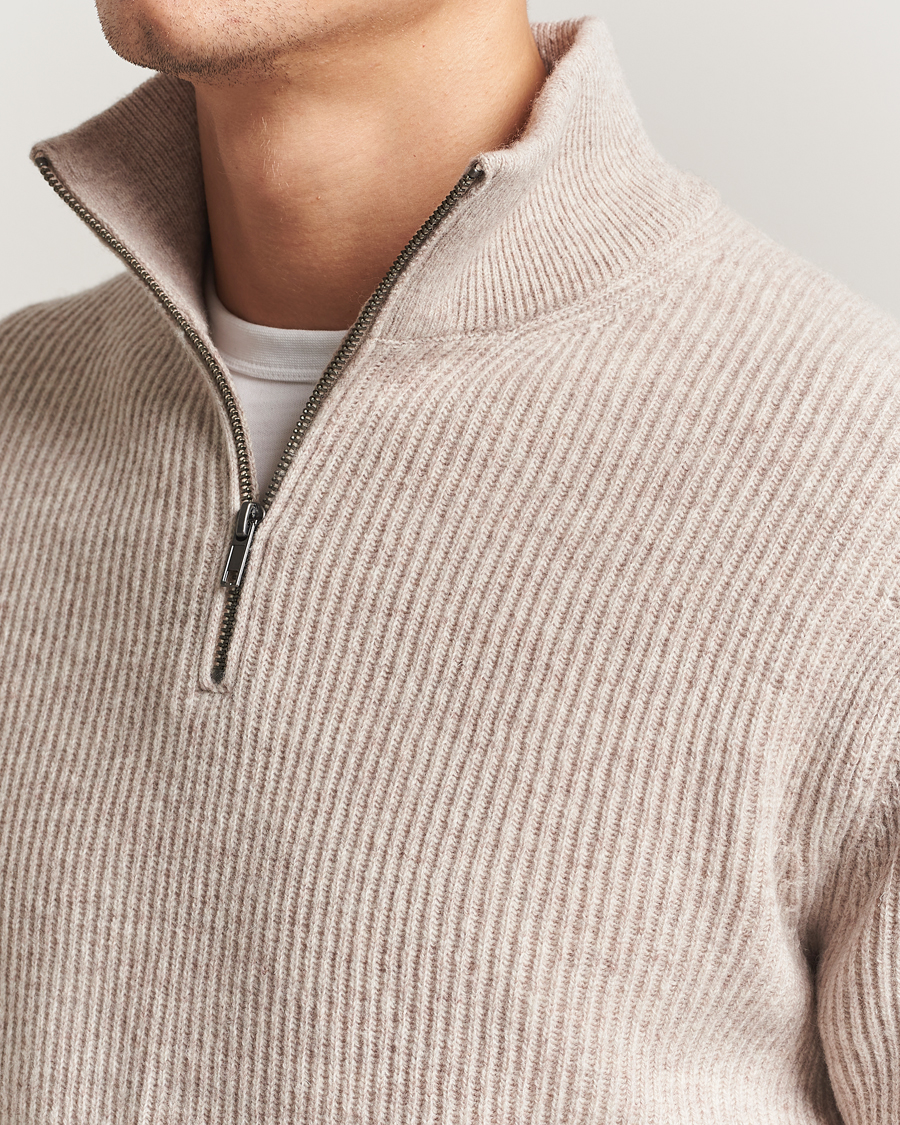 Herre | Gensere | LES DEUX | Eduard Half-Zip Knit Jumper Light Sand