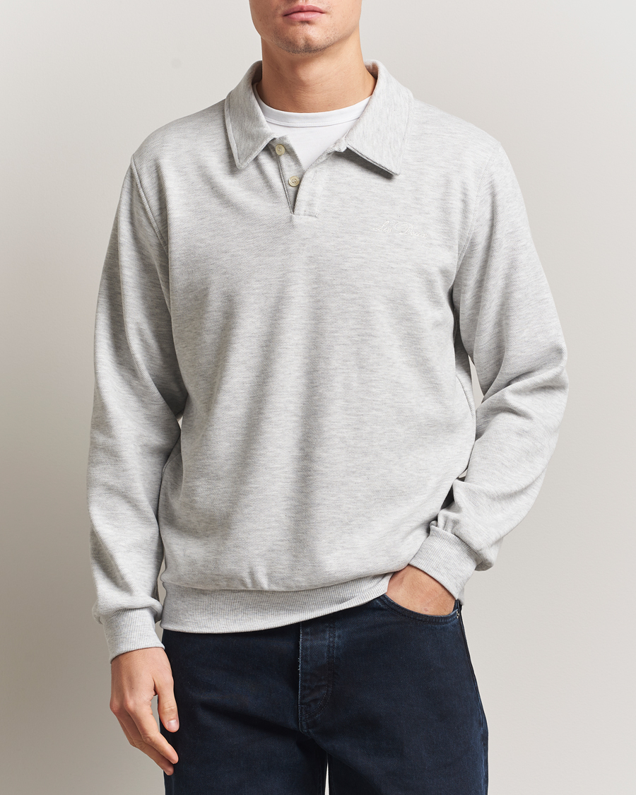 Herre | Gensere | LES DEUX | Ben Polo Pique Sweatshirt Snow Melange