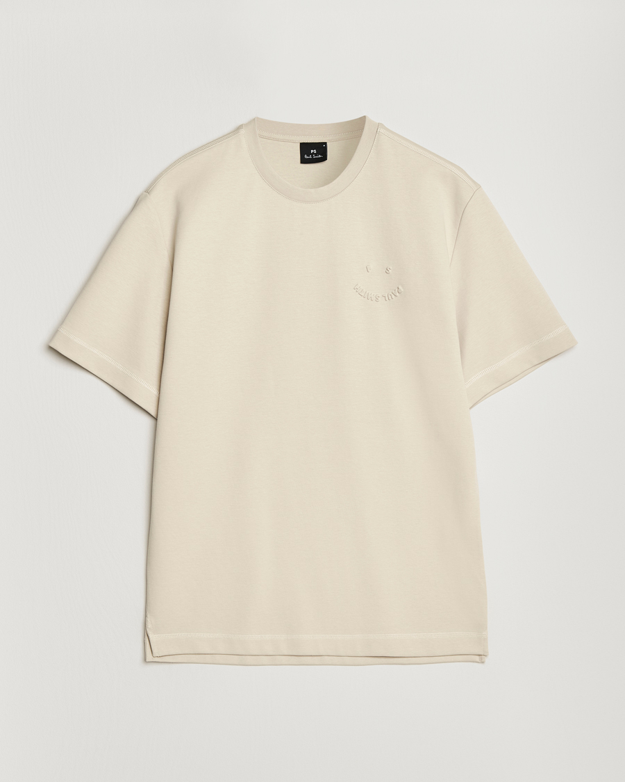 Herre | T-Shirts | PS Paul Smith | Casual Fit Happy T-Shirt Ecru